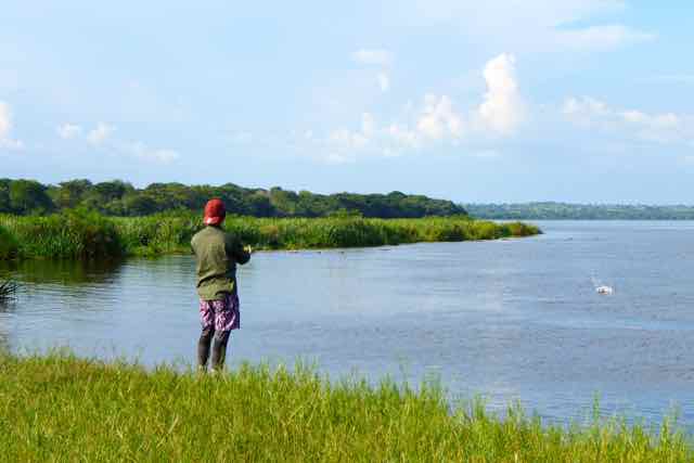 Lure for Nile Perch at Murchison Falls, Uganda, Africa, catching Nile Perch on crankbait minnow